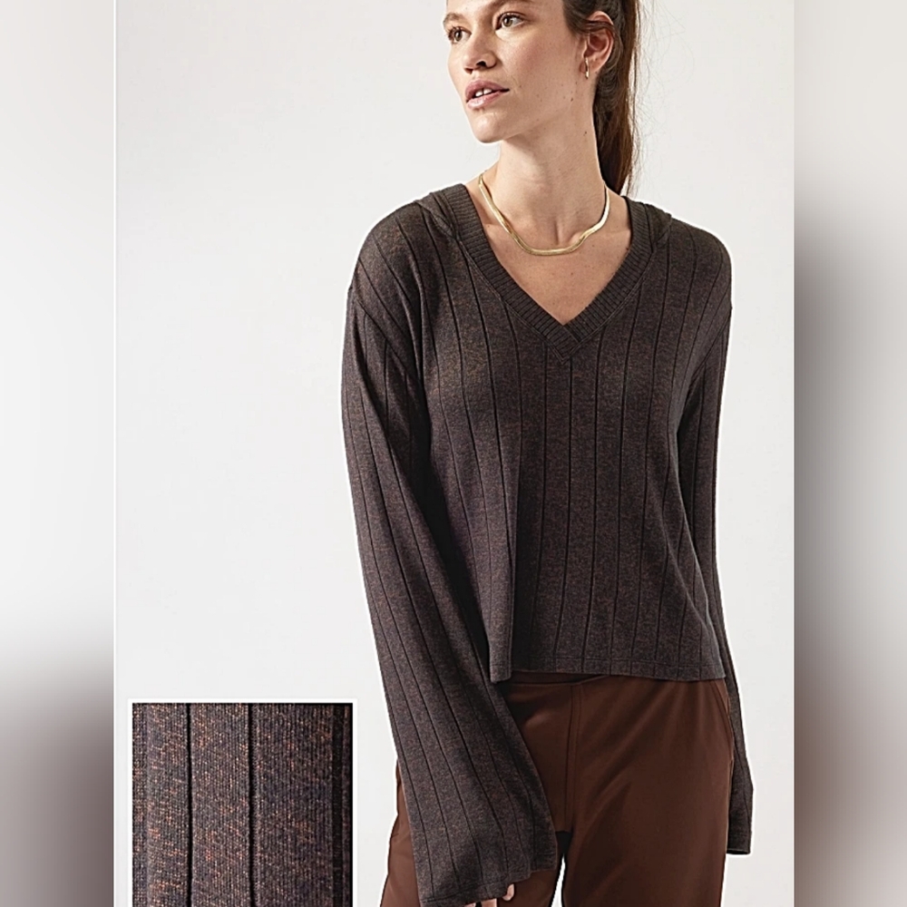 Athleta Women's Harmony Hoodie Sweatshirt Mahogany Heather
